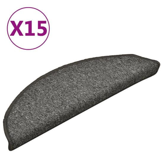 Vidaxl Preproge za stopnice 15 kosov temno sive 56x17x3 cm