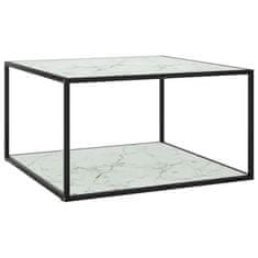 Vidaxl Čajna mizica črna z belim marmornim steklom 90x90x50 cm