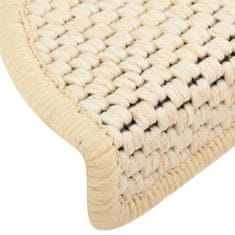 Vidaxl Samolepilne preproge za stopnice sisal 15 kosov 56x20 cm krem