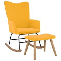 Greatstore Gugalni stol s stolčkom gorčično rumen žamet