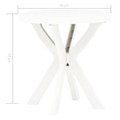 Vidaxl Bistro miza bela Ø70 cm plastika