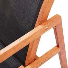 Vidaxl Vrtni stol z naslonjalom za noge evkaliptusov les in tekstil
