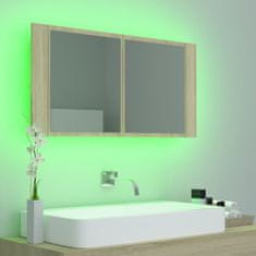 Vidaxl LED kopalniška omarica z ogledalom sonoma hrast 90x12x45 cm