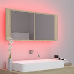 Vidaxl LED kopalniška omarica z ogledalom sonoma hrast 100x12x45 cm