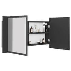 Vidaxl LED kopalniška omarica z ogledalom siva 90x12x45 cm