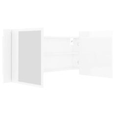 Vidaxl LED kopalniška omarica z ogledalom visok sijaj bela 100x12x45cm