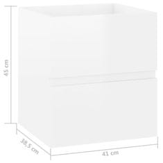 Greatstore Umivalna omarica, bela, visok sijaj, 41x38,5x45 cm, plošča