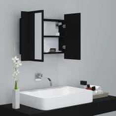 Vidaxl LED kopalniška omarica z ogledalom črna 60x12x45 cm