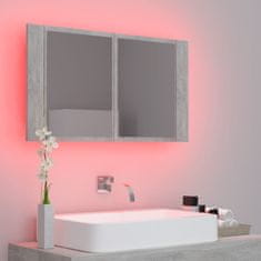 Vidaxl LED kopalniška omarica z ogledalom betonsko siva 80x12x45 cm