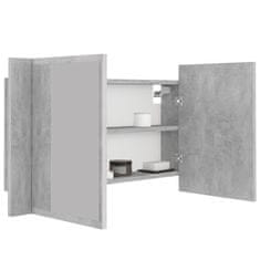 Vidaxl LED kopalniška omarica z ogledalom betonsko siva 80x12x45 cm