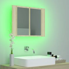 Vidaxl LED kopalniška omarica z ogledalom sonoma hrast 60x12x45 cm