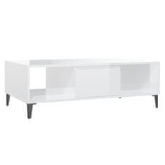 Vidaxl Klubska mizica visok sijaj bela 103,5x60x35 cm iverna plošča