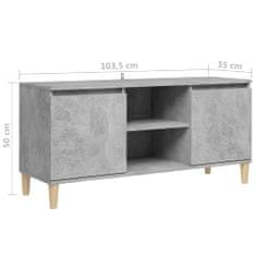 Vidaxl TV omarica z lesenimi nogami betonsko siva 103,5x35x50 cm