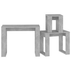 Vidaxl Komplet mizic 3 kosi betonsko siva iverna plošča