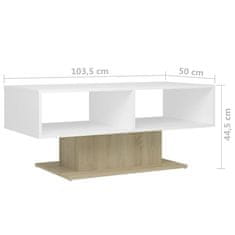 Vidaxl Klubska mizica bela in sonoma hrast 103,5x50x44,5 cm iverna pl.