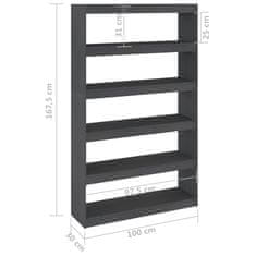 Vidaxl Knjižna omara za razdelitev prostora siva 100x30x167,5 cm