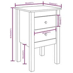 Vidaxl Nočna omarica 2 kosa siva 40x35x61,5 cm trdna borovina