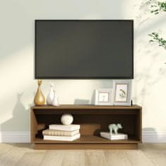Vidaxl TV omarica medeno rjava 90x35x35 cm trdna borovina