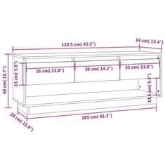 Vidaxl TV omarica črna 110,5x34x40 cm trdna borovina