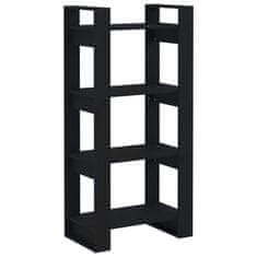 Vidaxl Knjižnica/predel, črna, 60x35x125 cm, bor