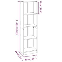 Vidaxl Knjižna omara 4-nadstropna rjav hrast 40x24x143 cm inženir. les