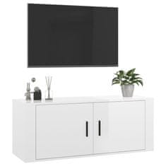 Vidaxl Stenska TV omarica visok sijaj bela 100x34,5x40 cm