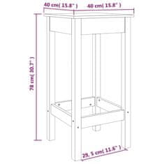 Vidaxl Barski stol 2 kosa bele barve 40x40x78 cm trdna borovina