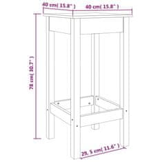 Vidaxl Barski stol 2 kosa črne barve 40x40x78 cm trdna borovina