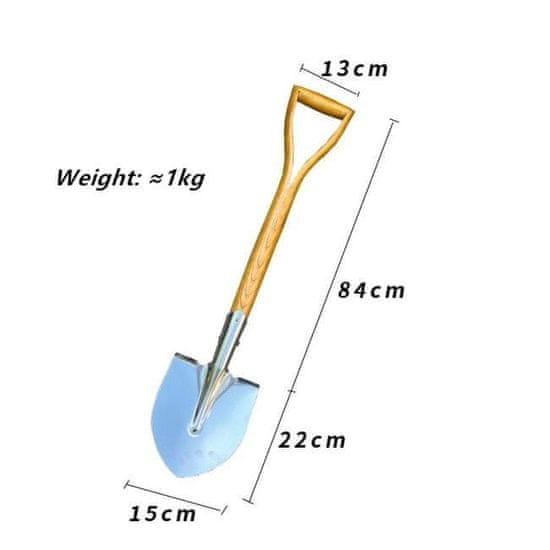 ZAKLADNICA DOBRIH I. Specialna vrtna koničasta lopata iz nerjaveče kovine z lesenim držalom za trdo in težko zemljo