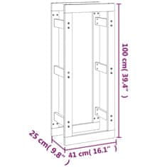 Vidaxl Stojalo za drva medeno rjavo 41x25x100 cm trdna borovina