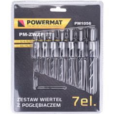 Powermat Svedri za les 3-10 mm z nastavljivim grezilom, komplet 7 PM-ZWZP-7T