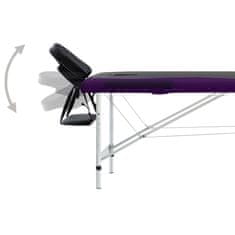 Vidaxl 2-conska zložljiva masažna miza aluminij črna in vijolična