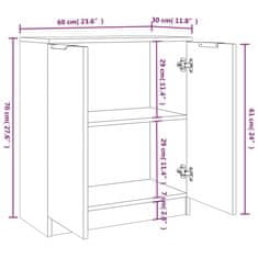 Vidaxl Komoda 2 kosa bela visok sijaj 60x30x70 cm konstruiran les