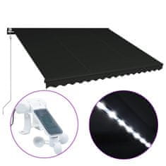 Vidaxl Zložljiva tenda s senzorjem za veter LED 400x300 cm antracitna