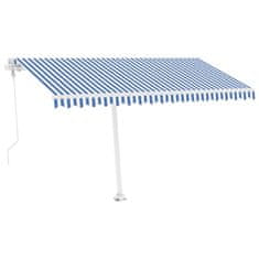 Vidaxl Avtomatska tenda LED + senzor 400x300 cm modra in bela