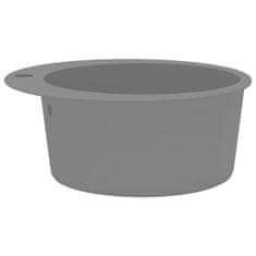Vidaxl Enojno okroglo kuhinjsko pomivalno korito iz granita sivo