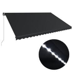 Vidaxl Ročno zložljiva tenda z LED lučmi 500x300 cm antracitna