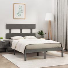 Greatstore Okvir za posteljo, siv, masivni les, 160 x 200 cm