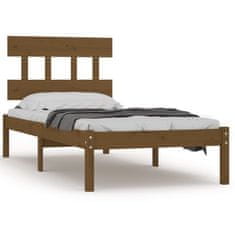 Greatstore Okvir za posteljo, medeno rjava, masivni les, 90x190 cm, enojni