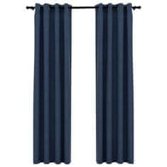 Vidaxl Zatemnitvene zavese z obročki 2 kosa modre 140x225 cm