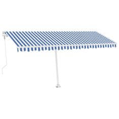 Vidaxl Prostostoječa avtomatska tenda 500x300 cm modra/bela