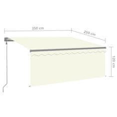 Vidaxl Avtomatska tenda s senčilom LED + senzor 3,5x2,5 m krem