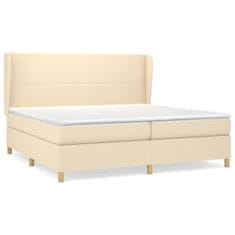 Vidaxl Box spring postelja z vzmetnico krem 200x200 cm blago