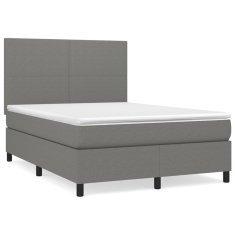 Vidaxl Box spring posteljni z vzmetnico temno siv 140x190 cm blago