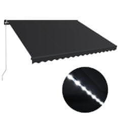 Vidaxl Ročno zložljiva tenda z LED lučmi 450x300 cm antracitna