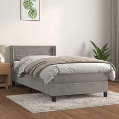 Vidaxl Box spring postelja z vzmetnico svetlo siva 100x200 cm žamet