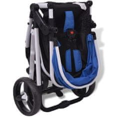 Vidaxl Otroški voziček 3 v 1 aluminijast modre in črne barve