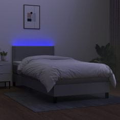 Vidaxl Box spring postelja z vzmetnico LED svetlo siva 80x200 cm blago