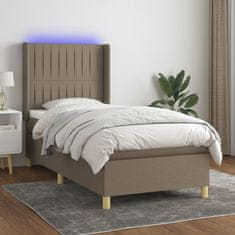 Vidaxl Box spring postelja z vzmetnico LED taupe 80x200 cm blago