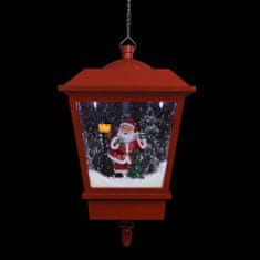 Vidaxl Božična viseča svetilka LED z Božičkom rdeča 27x27x45 cm